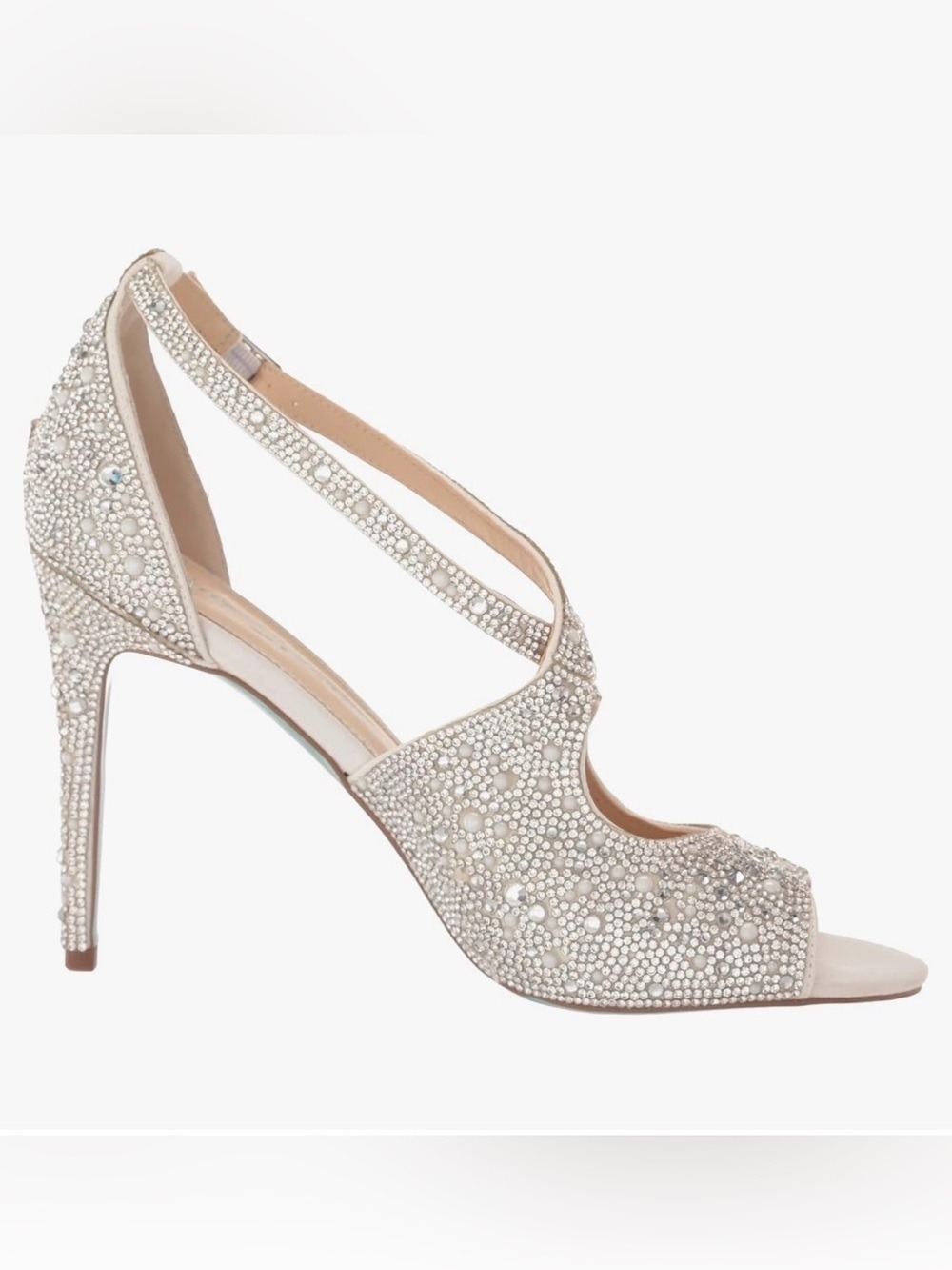 Betsey Johnson Silver & White Bayli with Crystal and Pearl Embellisments - Sz 8